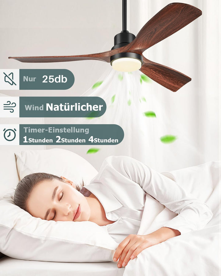 Deckenventilator mit Licht Holzflügel 132cm 6 Stufen Fernbedienung - Bild 6