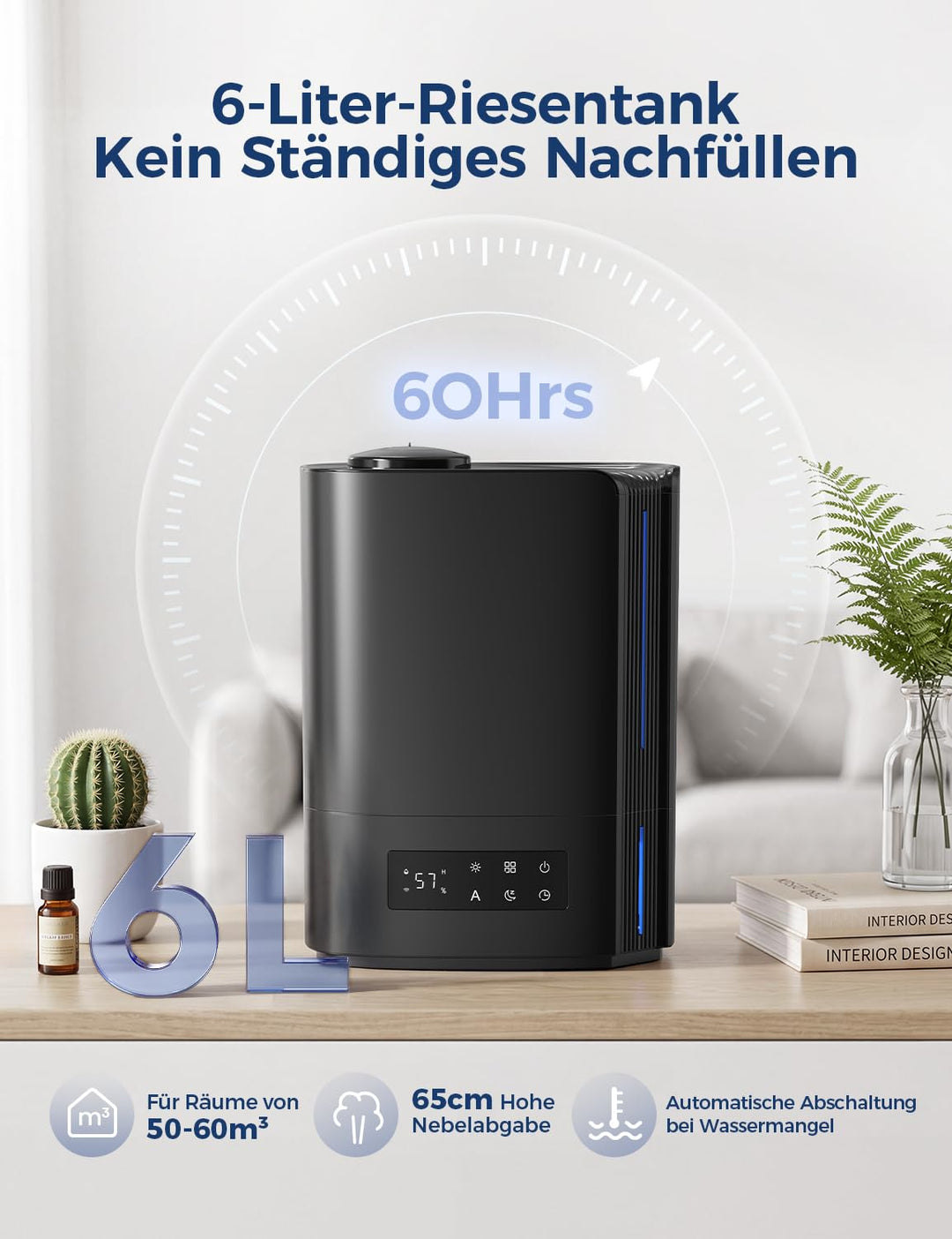 Luftbefeuchter Ultraschall 6L mit Aroma-Diffuser 3-in-1 leise 25dB - Bild 2