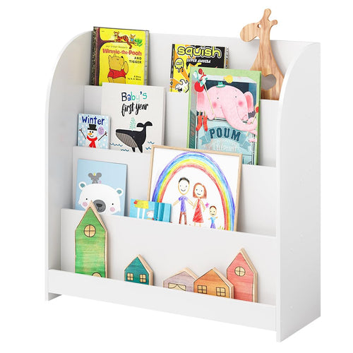 Kinder-Bücherregal Montessori Holz 4 Fächer offen, Weiss