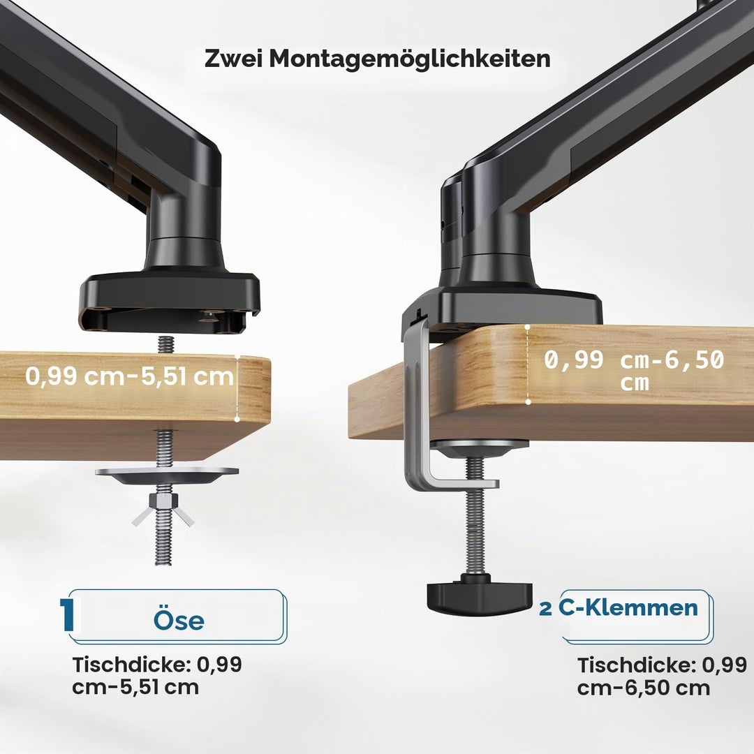 Dual Monitor Arm 2 Monitore 17-32 Zoll VESA 75/100 bis 10 kg - Bild 7