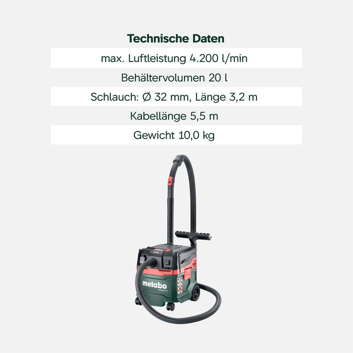 Nass-Trockensauger 1200 W 20 L Staubklasse L mit PressClean - Bild 3