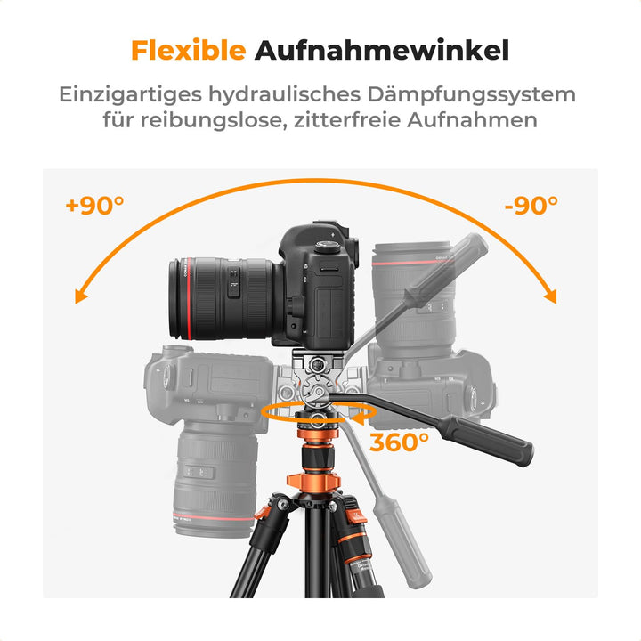 Videostativ mit Fluidkopf 200cm ausziehbar Einbeinstativ-Funktion - Bild 5
