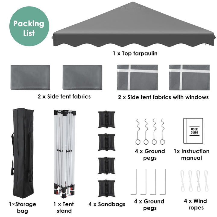Faltpavillon 3x3m Oxford 420D UV50+ höhenverstellbar mit Seitenteilen - Bild 7