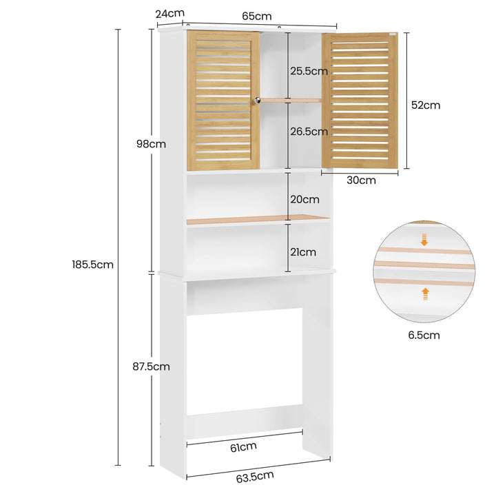 Badezimmerhochschrank Bambus 185.5x65x24 cm über Waschmaschine - Bild 2