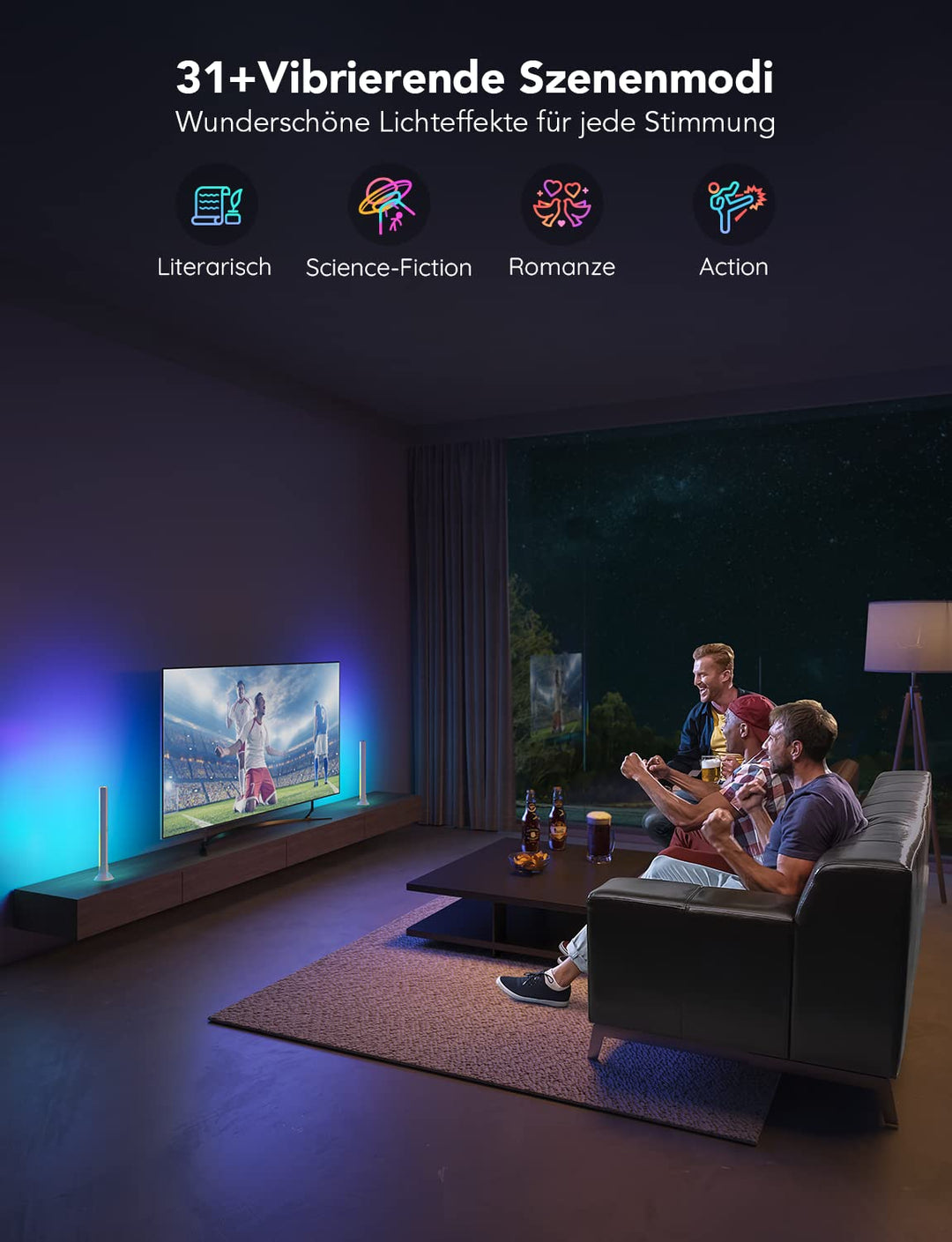 TV Light Bars RGBIC WiFi 16 Mio. Farben 31 Szenenmodi Backlight - Bild 6