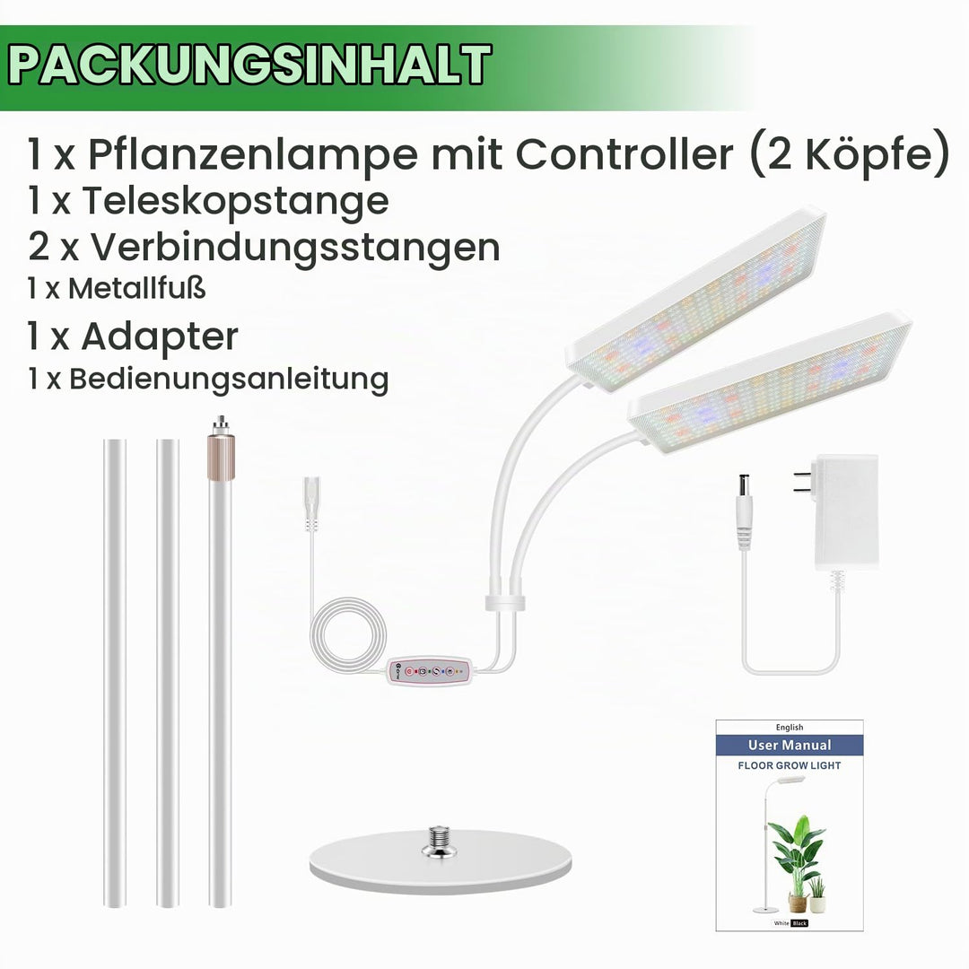 Pflanzenlampe Vollspektrum 2-Kopf LED mit Ständer 58-170cm höhenverstellbar - Bild 7