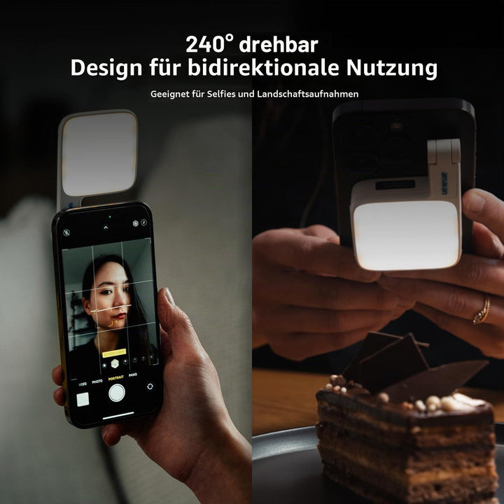 LED Videolicht magnetisch 2700K-6500K mit Spiegelfunktion 85g - Bild 4