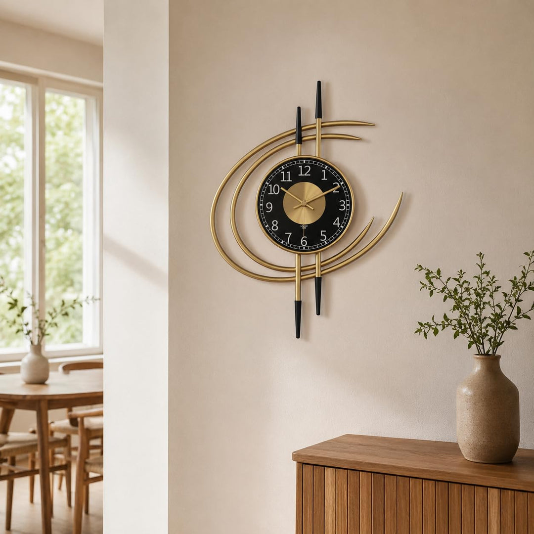 Wanduhr Metall 54x41cm Gold-Schwarz Modern Lautlos für Wohnzimmer - Bild 8