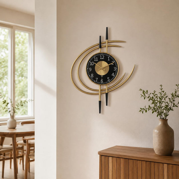 Wanduhr Metall 54x41cm Gold-Schwarz Modern Lautlos für Wohnzimmer - Bild 8