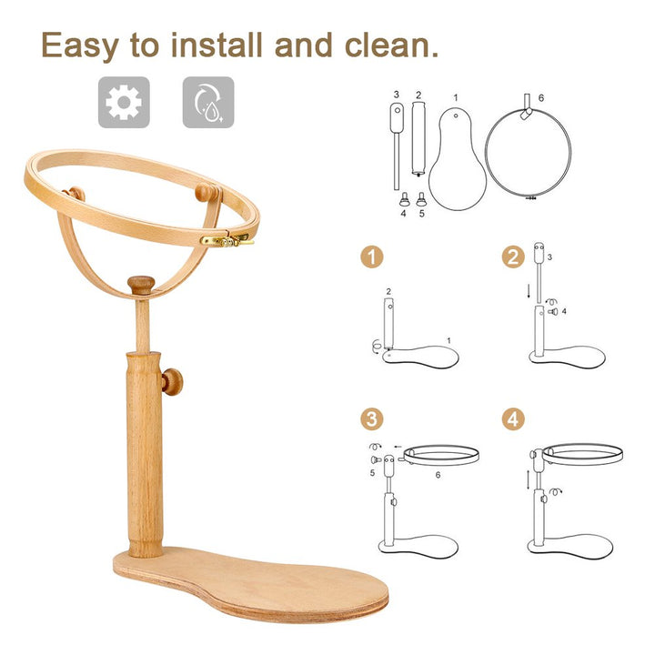 Stickerei-Ständer Holz mit 360°-Drehring höhenverstellbar 41–52 cm - Bild 3
