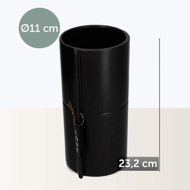 Keramik-Übertopf schwarz 11 cm für Zimmerpflanzen - Bild 2