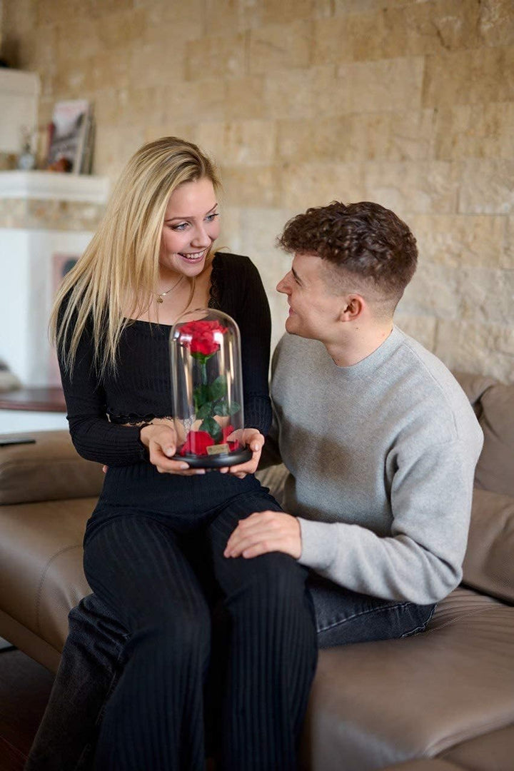 Echte Rose im Glas mit Geschenkbox Rot – Romantisches Geschenk - Bild 6