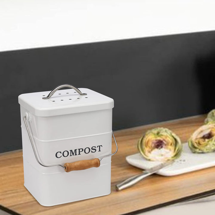 Komposteimer Küche 6L Kohlenstoffstahl geruchsdicht Aktivkohlefilter - Bild 6