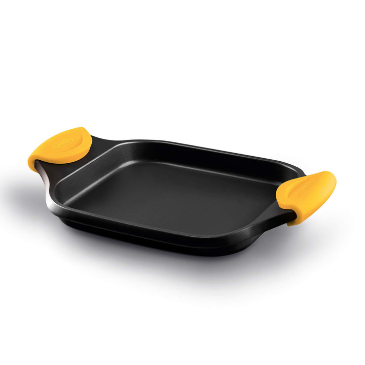 Grillpfanne flach Aluminiumguss 35cm mit Deckel &amp; Silikonhenkeln