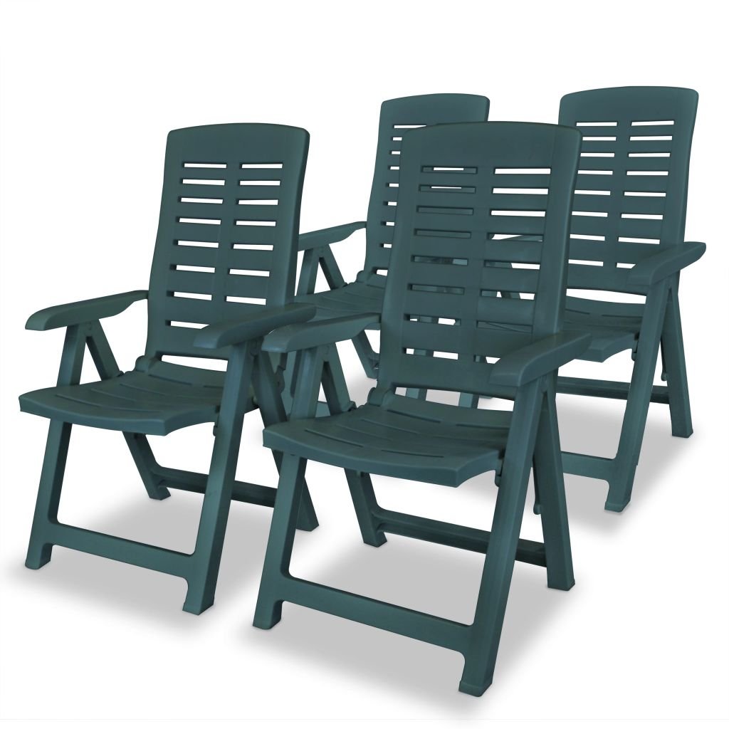 Gartenstuhl Kunststoff klappbar 4er-Set grün, 4 Rückenlehnenposition