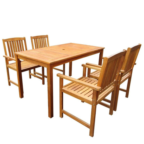 Garten Essgruppe Akazienholz massiv 5-teilig Tisch 4 Stühle