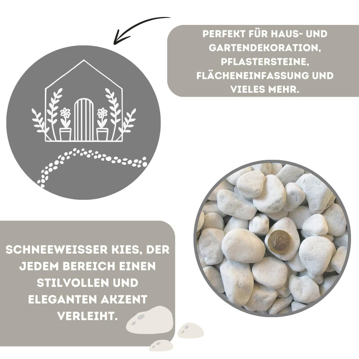 Marmorkies Carrara weiss 25-40 mm Zierkies Garten 10 kg - Bild 3
