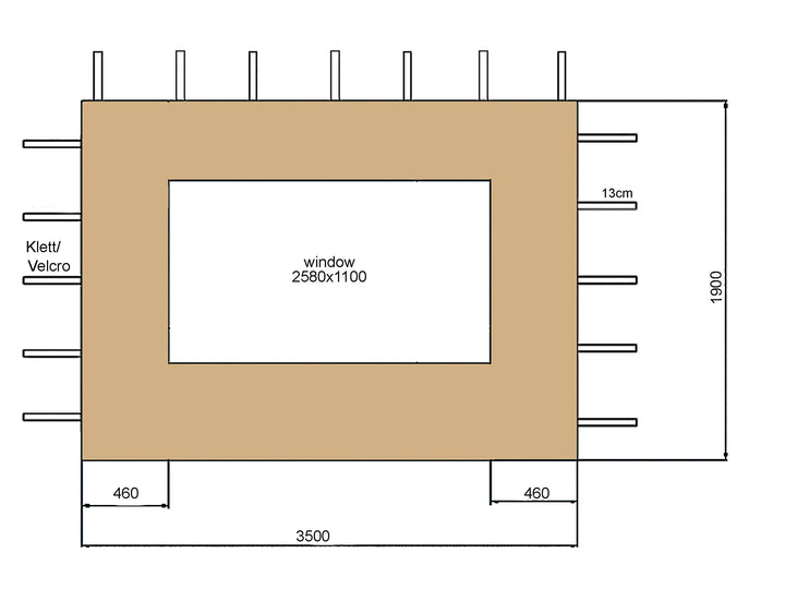 Pavillon Seitenteile 3x4m Sand Beige 2-teilig mit Fenstern - Bild 5