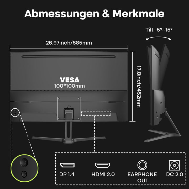 Curved Gaming Monitor 27 Zoll 240Hz VA 1ms mit HDR und Adaptive Sync - Bild 9