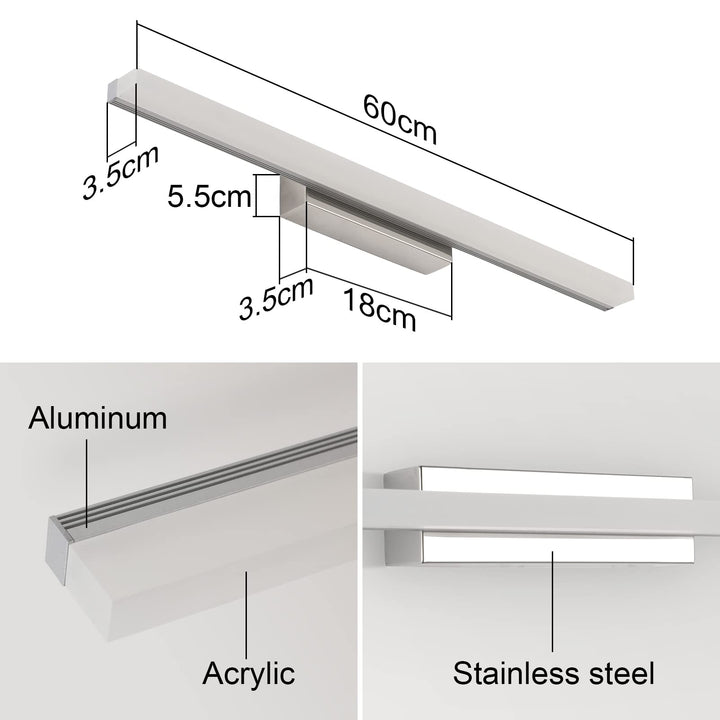 Spiegelleuchte Bad LED 14W 60cm IP44 Warmweiss Chrom - Bild 5