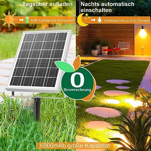 Solar Gartenleuchte 6er-Set mit Fernbedienung 650 Lumen IP66 - Bild 2