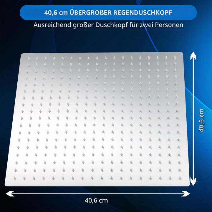 Regenduschkopf Edelstahl 304 quadratisch 40,5 cm Chrom Wand/Decke - Bild 5