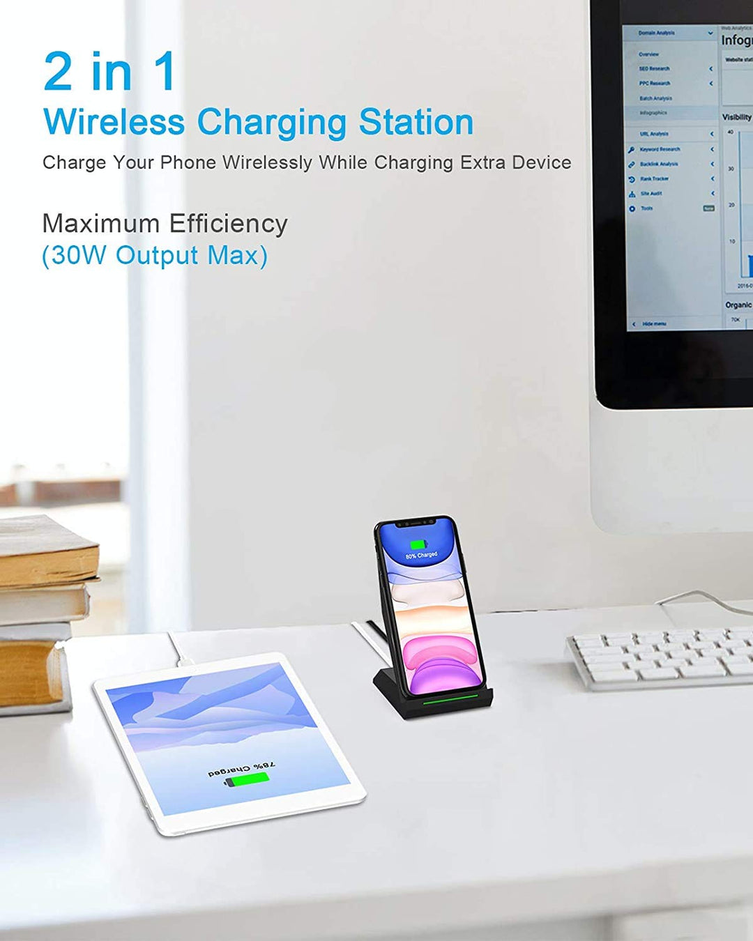 Kabelloses Ladestation 2-in-1 mit 30W USB-C Ladegerät für iPhone &amp; Samsung - Bild 4