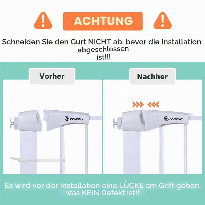 Treppenschutzgitter mit Katzenklappe 75-103cm ohne Bohren Weiss - Bild 6