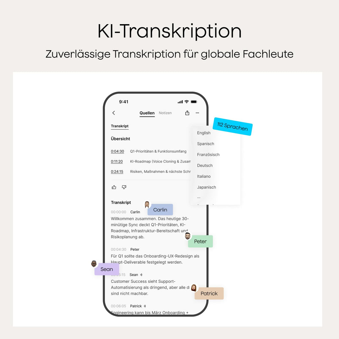KI-Diktiergerät mit AMOLED-Display 5-Mikrofon-System 112+ Sprachen - Bild 6