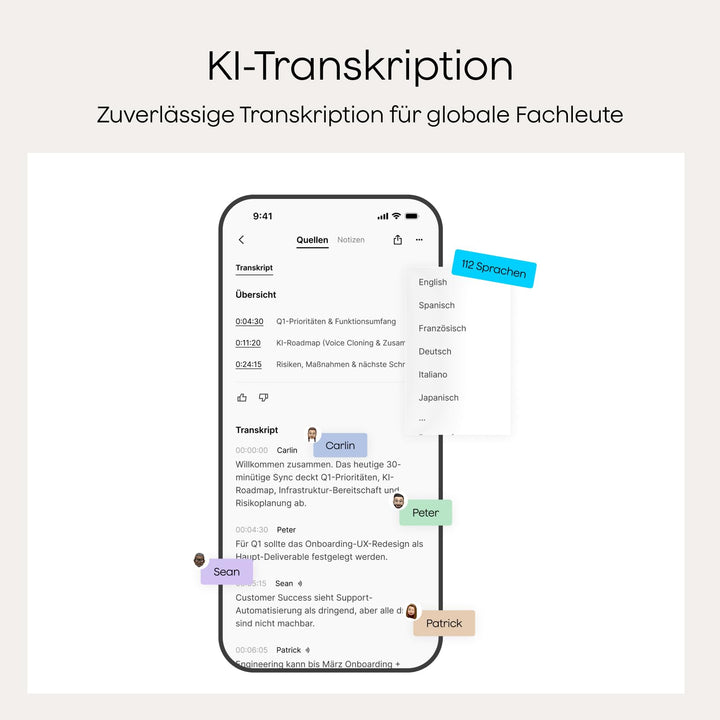 KI-Diktiergerät mit AMOLED-Display 5 Mikrofone Transkription 112 Sprachen - Bild 6