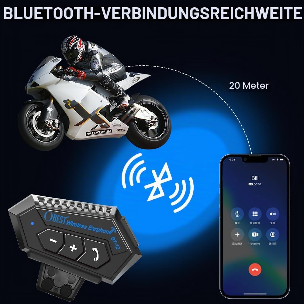 Motorrad Helm-Headset Bluetooth IP67 mit DSP-Rauschunterdrückung - Bild 2