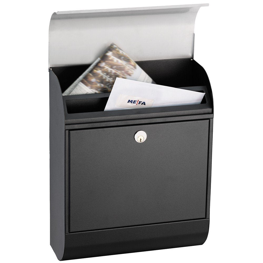 Briefkasten Stahl mit Zeitungsfach verkehrsweiß 450x352x160 mm - Bild 2