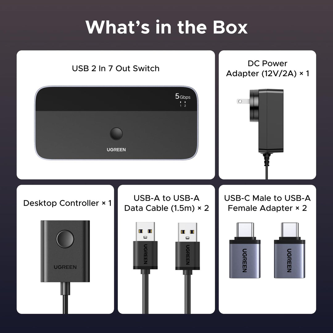 USB Switch 2 PC 7 Ports USB 3.0 mit 4x USB-A und 3x USB-C - Bild 9