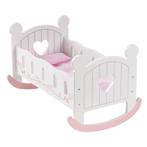 Puppenbett Holz mit Bettwäsche für Puppen bis 46 cm
