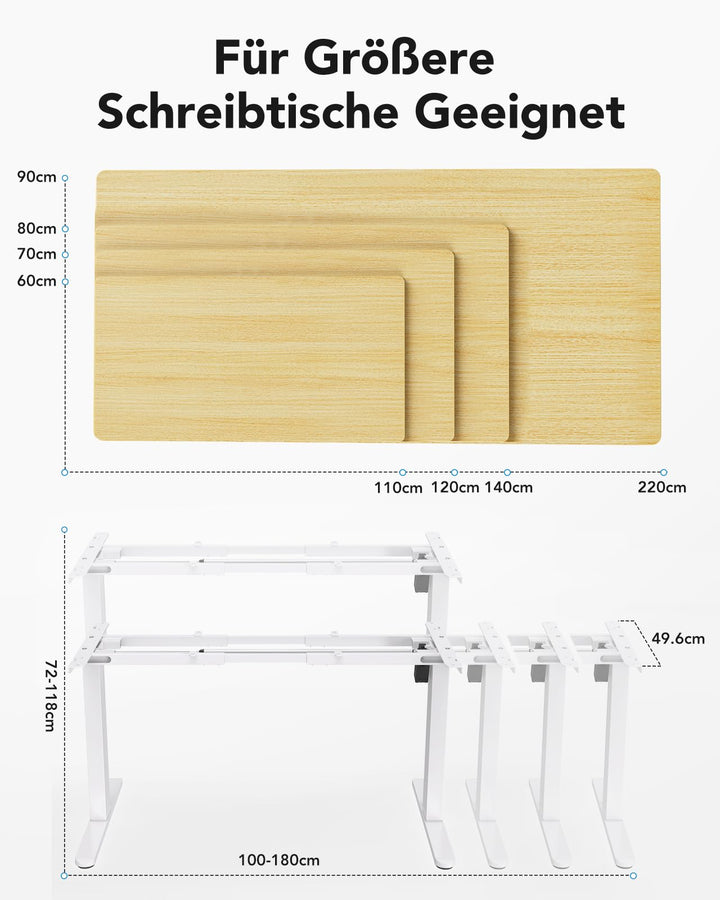 Schreibtisch Gestell höhenverstellbar bürstenloser Motor 72–118 cm - Bild 4