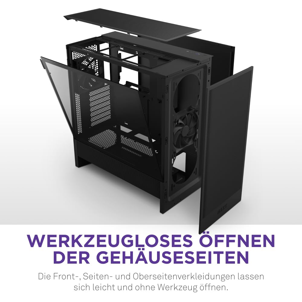 Mid-Tower ATX PC-Gehäuse Schwarz mit Mesh-Front und Glasscheibe - Bild 8