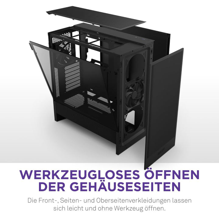 Mid-Tower ATX PC-Gehäuse Schwarz mit Mesh-Front und Glasscheibe - Bild 8