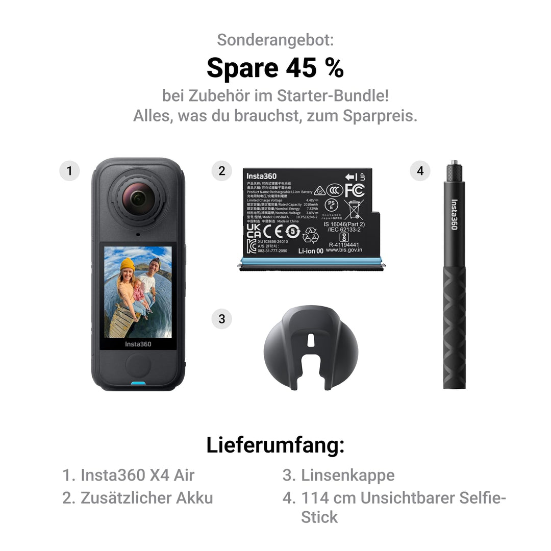 360-Grad-Actionkamera 8K 30fps mit Selfie-Stick, 165g leicht - Bild 2