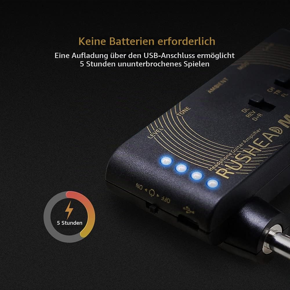 Gitarren-Kopfhörerverstärker mit Multieffekten USB-aufladbar 5h - Bild 5