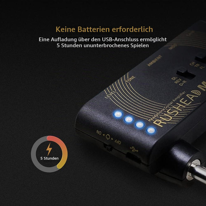 Gitarren-Kopfhörerverstärker mit Multieffekten USB-aufladbar 5h - Bild 5