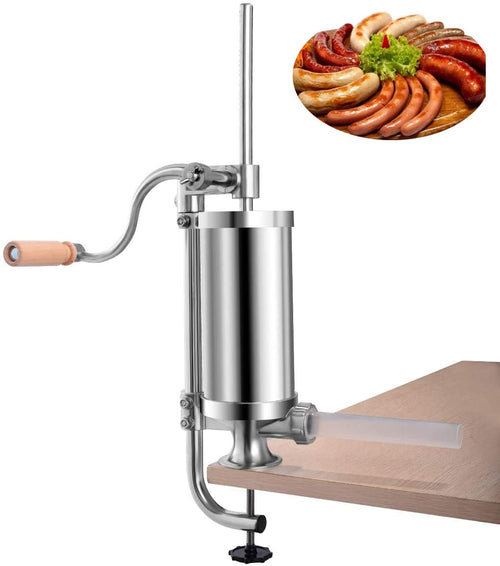 Wurstfüller manuell 1,5 kg Edelstahl mit 4 Füllrohren und Tischklemme
