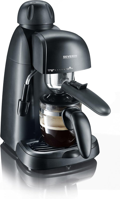 Espressomaschine mit Milchschaumdüse und Glaskanne schwarz 800W