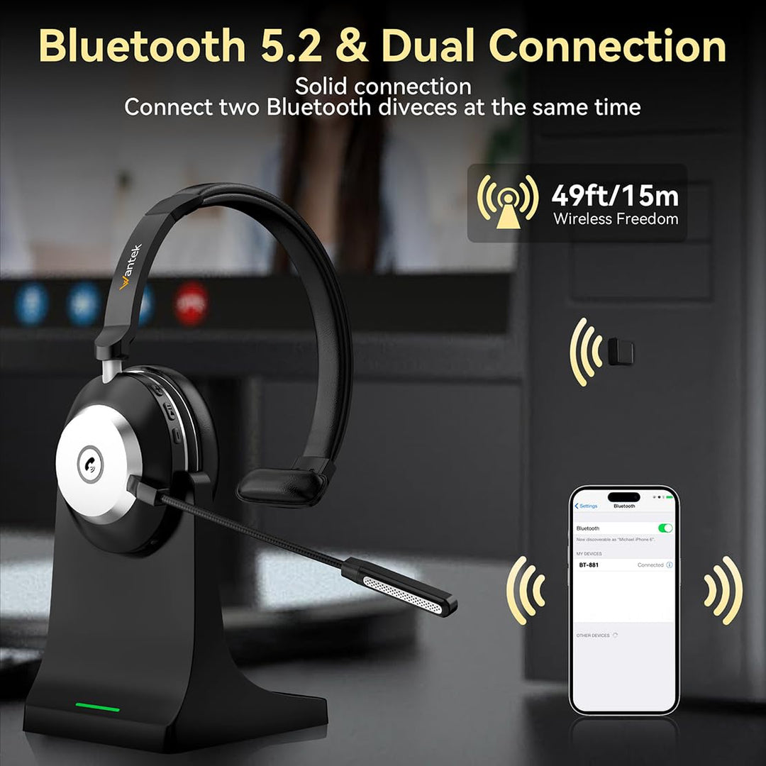 Bluetooth Headset mit Mikrofon USB-Dongle und Ladestation für PC - Bild 6