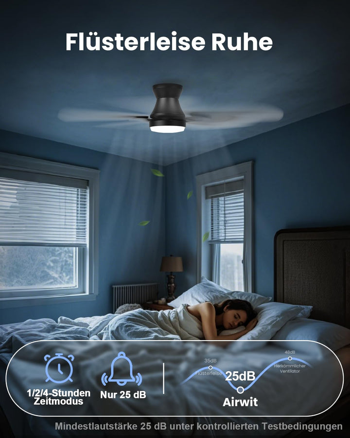 Deckenventilator mit LED-Licht 106 cm leise DC-Motor wendbare Flügel - Bild 5