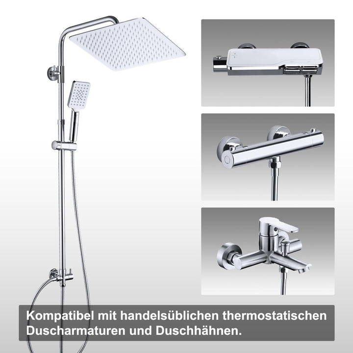 Regenduschsystem eckig 30x30 cm Edelstahl Chrom ohne Armatur - Bild 5