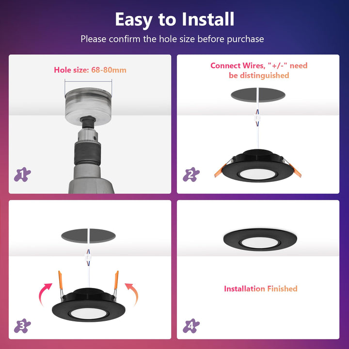 LED Einbaustrahler RGB dimmbar 6er-Set App &amp; Fernbedienung 5W schwarz - Bild 8
