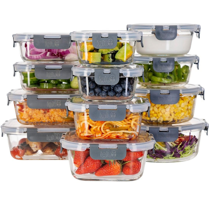 Meal Prep Boxen Glas 12er-Set Borosilikat verschiedene Grössen