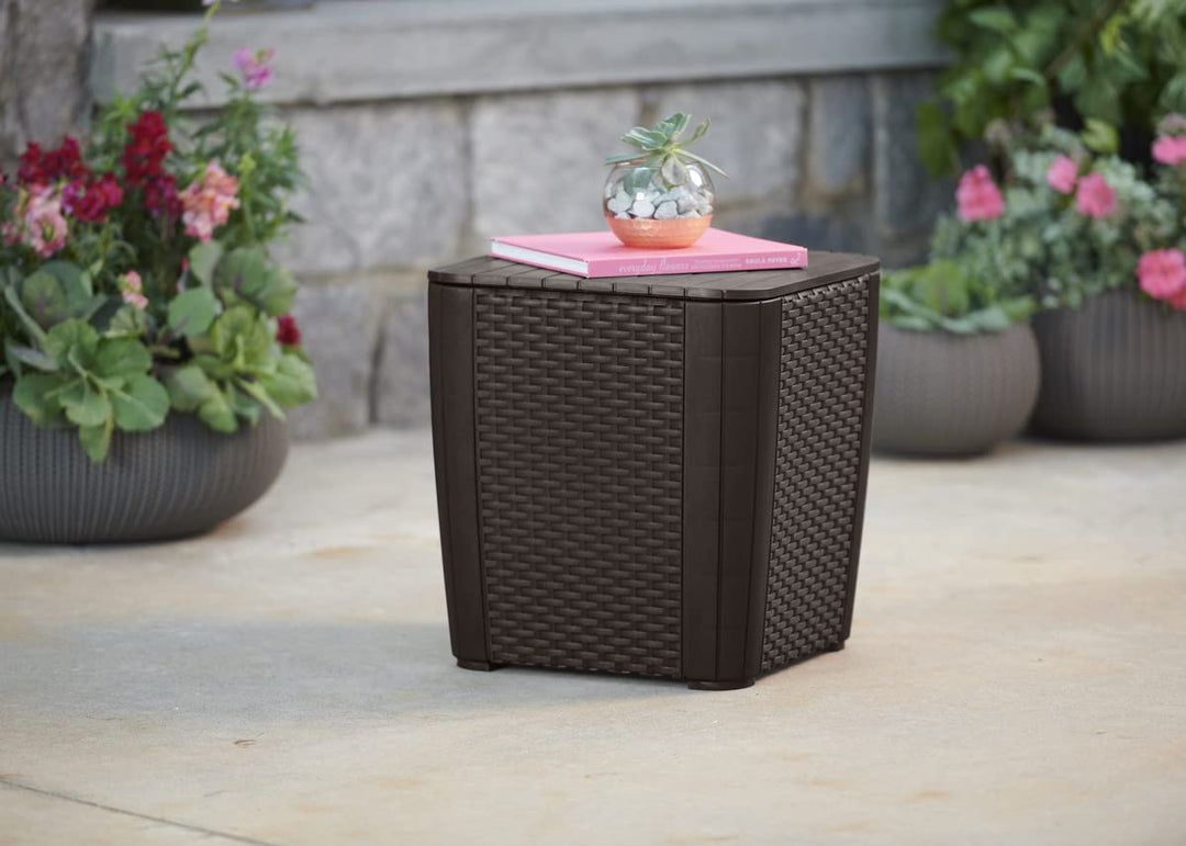 Gartentisch Beistelltisch Rattanoptik Graphit mit Stauraum 44,6 L - Bild 5