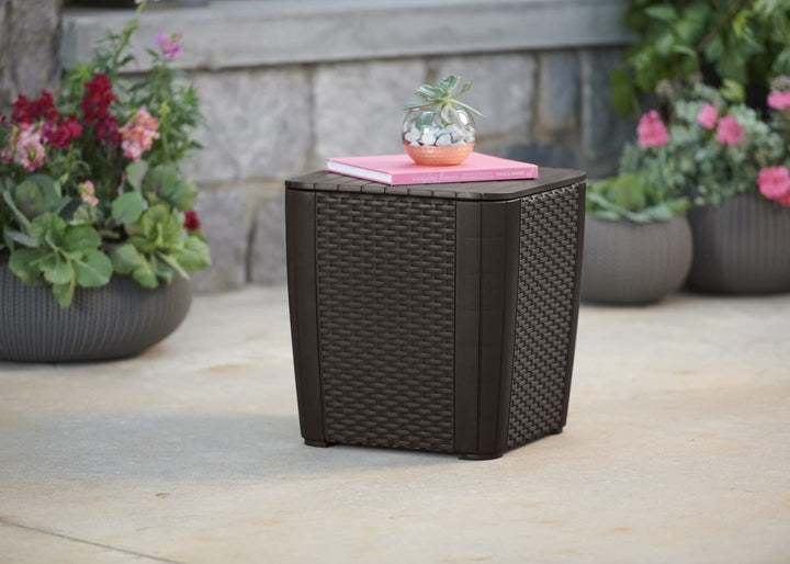 Gartentisch Beistelltisch Rattanoptik Graphit mit Stauraum 44,6 L - Bild 5