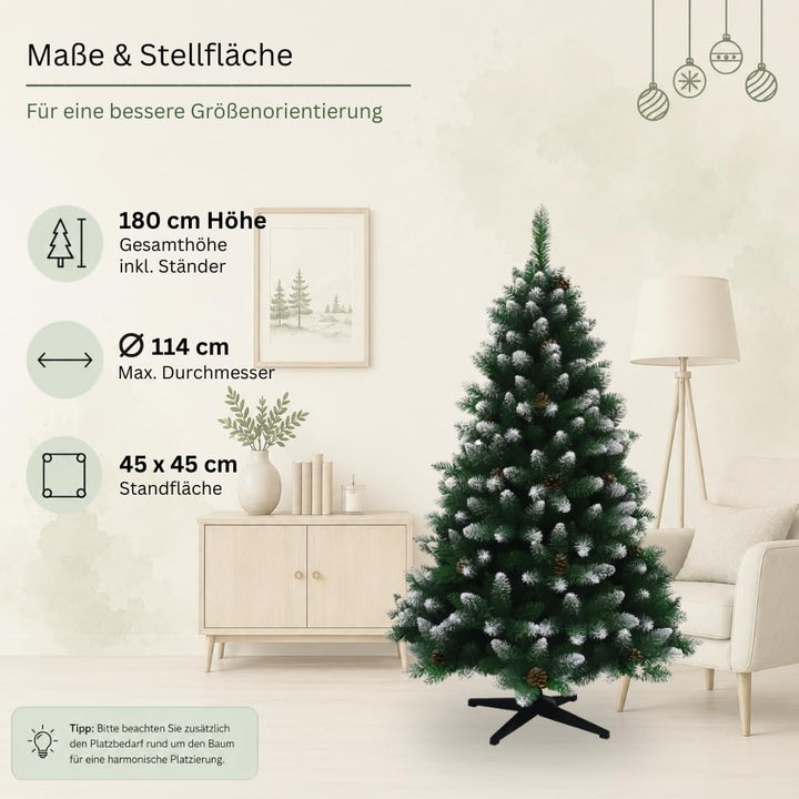 Künstlicher Weihnachtsbaum 180 cm beschneit mit Tannenzapfen - Bild 6